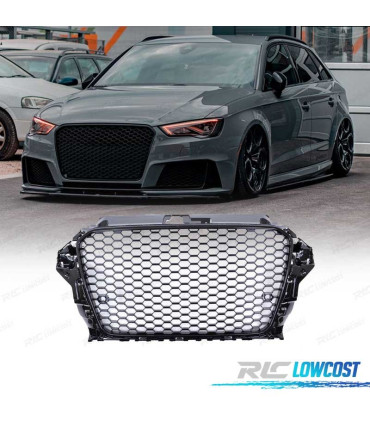 CALANDRE AUDI A3 8V 12-16 LOOK S3 NOIR BRILLANT PDC