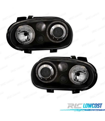 PHARES VOLKSWAGEN VW GOLF MK4 97-03 LOOK ANGEL EYES R32 FOND NOIR
