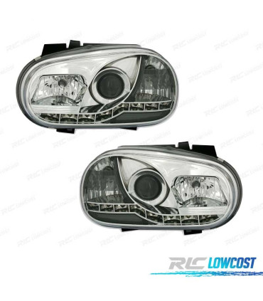 PHARES POUR VOLKSWAGEN VW GOLF MK4 97-03 DAYLIGHT FOND CHROMÉ