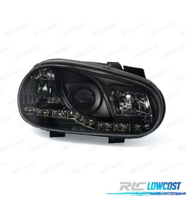 PHARES POUR VOLKSWAGEN VW GOLF MK4 97-03 DAYLIGHT LED FOND NOIR