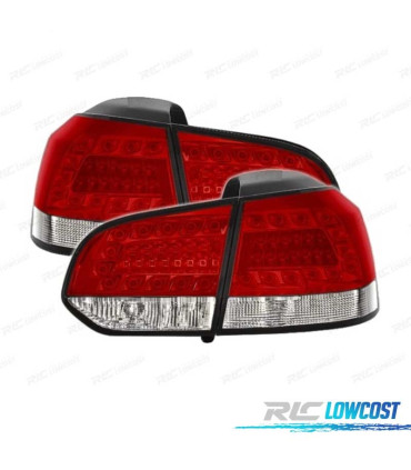 FEUX ARRIÈRE POUR VOLKSWAGEN VW GOLF 6 08- LED ROUGE CHROMÉ