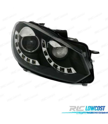 PHARES POUR VOLKSWAGEN VW GOLF MK6 08-12 DAYLIGHT ANGEL EYES FOND NOIR