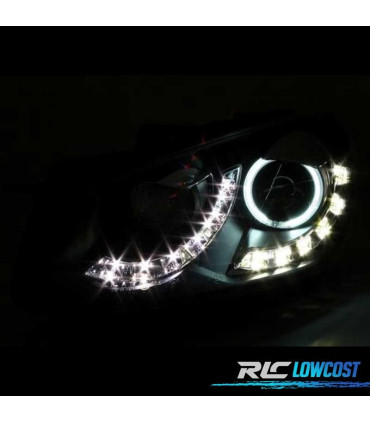PHARES POUR VOLKSWAGEN VW GOLF MK6 08-12 DAYLIGHT ANGEL EYES FOND NOIR