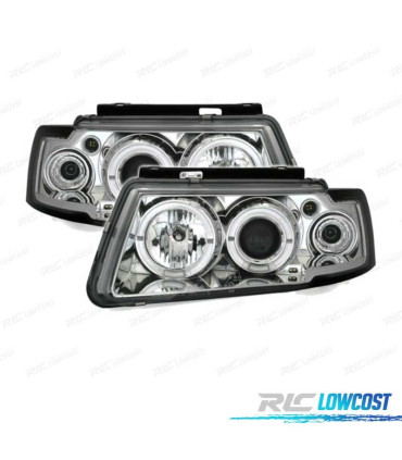 PHARES VOLKSWAGEN VW PASSAT 3B 96-00 ANGEL EYES FOND CHROMÉ