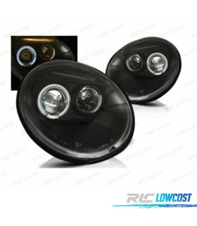 PHARES POUR VOLKSWAGEN VW BEETLE 98-05 ANGEL EYES FOND NOIR