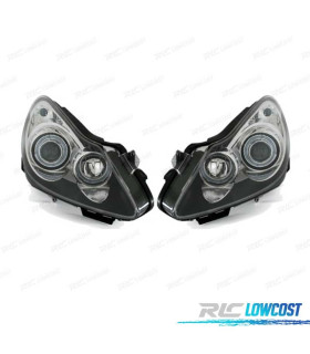 PHARES POUR OPEL CORSA D 06-10 ANGEL EYES FOND NOIR