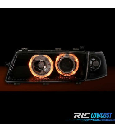 PHARES POUR OPEL VECTRA A 88-95 ANGEL EYES FOND NOIR