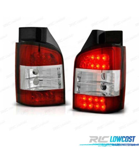 FEUX ARRIÈRE POUR VOLKSWAGEN VW TRANSPORTER T5 1P 03-09 LED ROUGE CHROMÉ