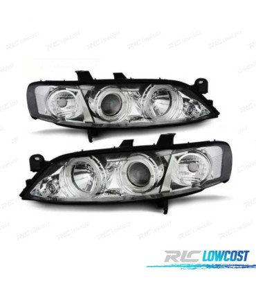 PHARES OPEL VECTRA B 99-02 ANGEL EYES FOND CHROMÉ