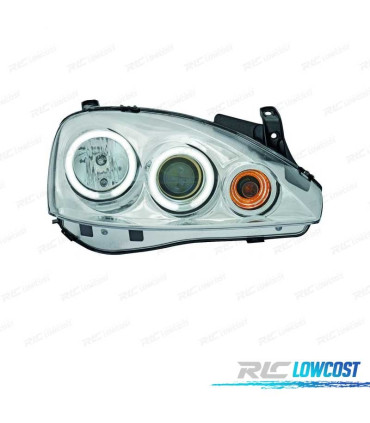 PHARES OPEL CORSA C 00-06 ANGEL EYES CCFL FOND CHROMÉ