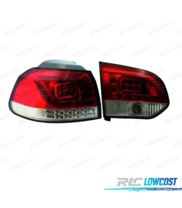 FEUX ARRIÈRE POUR VOLKSWAGEN VW GOLF 6 08-12 LED ROUGE CHROMÉ