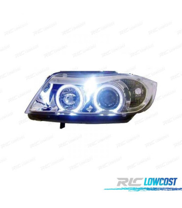PHARES BMW E90 E91 05-08 ANGEL EYES FOND CHROMÉ