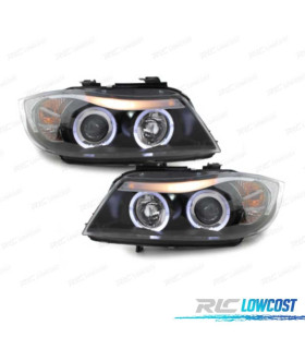 PHARES BMW E90 91 05-08 ANGEL EYES FOND NOIR