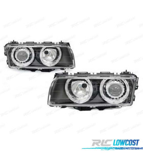PHARES BMW E38 98-01 ANGEL EYES HALOGÈNE FOND NOIR