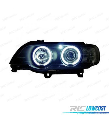 PHARES BMW X5 E53 99-03 ANGEL EYES CCFL FOND NOIR