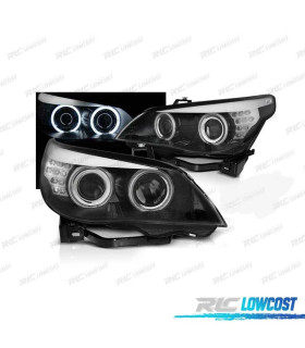 PHARES XÉNON BMW E60 03-07 ANGEL EYES CCFL FOND NOIR