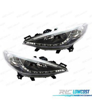 PHARES PEUGEOT 207 06-12 DRL FOND NOIR