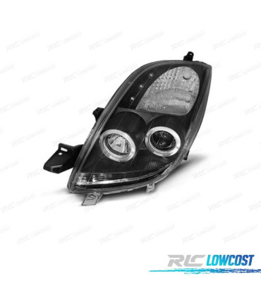 PHARES TOYOTA YARIS 06-09 ANGEL EYES CCFL FOND NOIR
