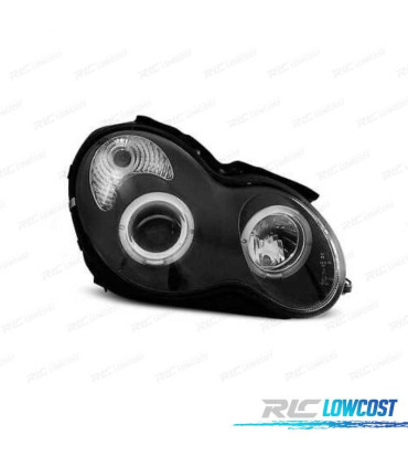 PHARES MERCEDES CLASSE C W203 00-07 ANGEL EYES CCFL FOND NOIR