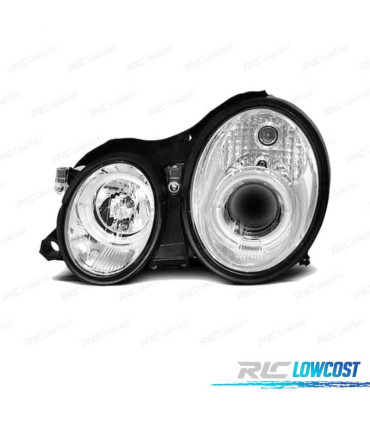 PHARES MERCEDES CLASSE CLK W208 98-02 ANGEL EYES CCFL FOND CHROMÉ