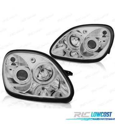 PHARES MERCEDES CLASSE SLK R170 96-04 ANGEL EYES FOND CHROMÉ