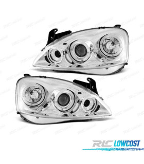PHARES OPEL CORSA C 00-06 ANGEL EYES FOND CHROMÉ