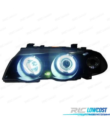 PHARES BMW E46 4P 98-01 ANGEL EYES CCFL FOND NOIR H1 H1