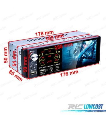 AUTORADIO 4.1" UNIVERSELLE 1DIN ÉCRAN TACTILE