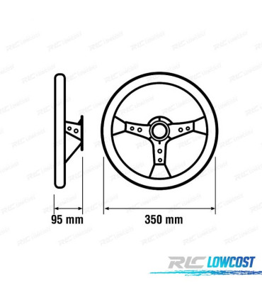 VOLANT TYPE OMP PEAU SYNTHÉTIQUE AVEC BRAS CHROMÉ