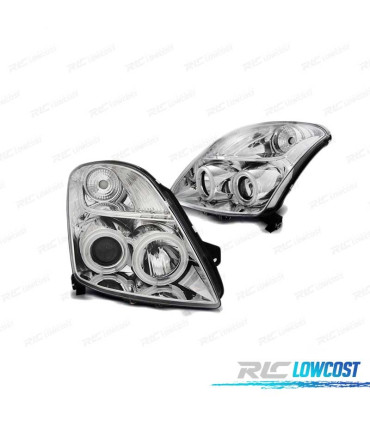 PHARES SUZUKI SWIFT 05-10 ANGEL EYES CCFL CHROMÉS