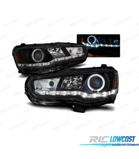 PHARES LED ANGEL EYES MITSUBISHI LANCER VIII 08- NOIR