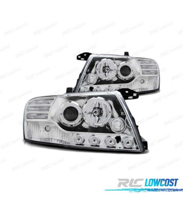 PHARES MITSUBISHI PAJERO V60 00-06 ANGEL EYES LED CHROMÉ