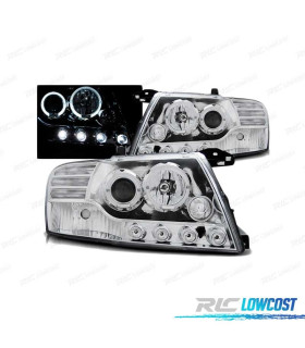 PHARES MITSUBISHI PAJERO V60 00-06 ANGEL EYES LED CHROMÉ