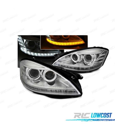 PHARES XENON MERCEDES W221 05-09 CLIGNOTANTS DYNAMIQUES LED CHROMÉ