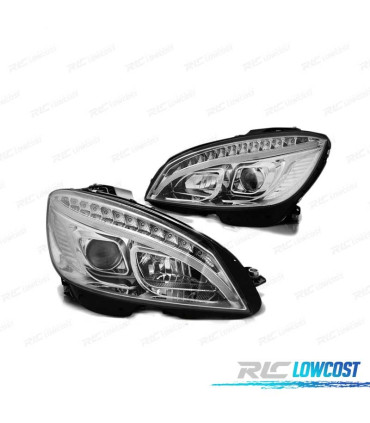 PHARES POUR MERCEDES W204 07-10 LED TUBE LIGHT CHROMÉ