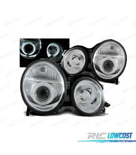 PHARES MERCEDES W210 99-02 ANGEL EYES CHROMÉ
