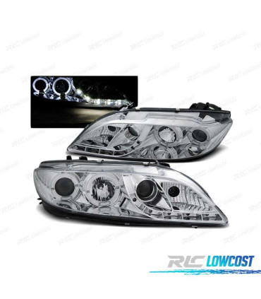 PHARES LED ANGEL EYES POUR MAZDA 6 02-07 CHROMÉ