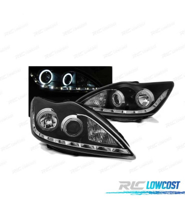 PHARES POUR FORD FOCUS II 08-10 ANGEL EYES CCFL NOIR