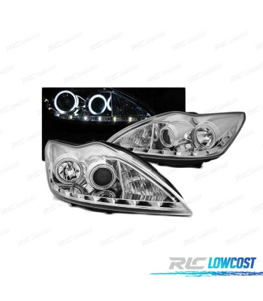 PHARES ANGEL EYES POUR FORD FOCUS II 08-10 CCFL CHROMÉ
