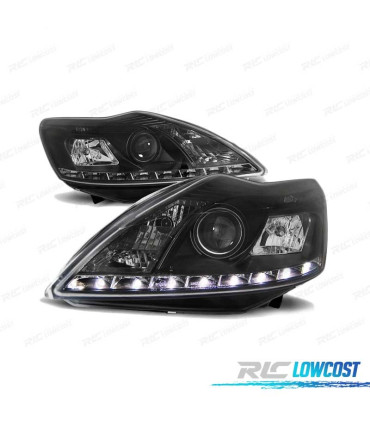 PHARES POUR FORD FOCUS II RESTILING 08-10 LED DAYLIGHT NOIR