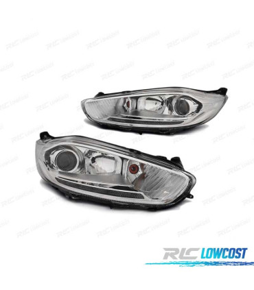 PHARES POUR FORD FIESTA MK7 13-16 LED TRU DRL CHROMÉ