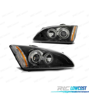 PHARES POUR FORD FOCUS II 04-08 ANGEL EYES FOND NOIR