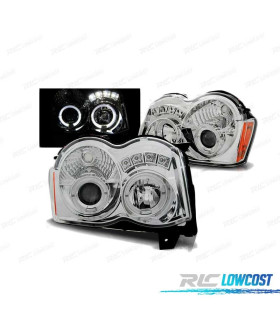 PHARES POUR JEEP GRAND CHEROKEE 08-10 ANGEL EYES CHROMÉ