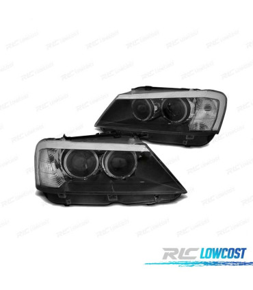 PHARES POUR BMW X3 F25 10-14 LED ANGEL EYES NOIR