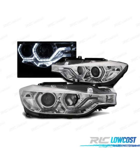 PHARES BMW F30 F31 11-15 ANGEL EYES LED CHROMÉ