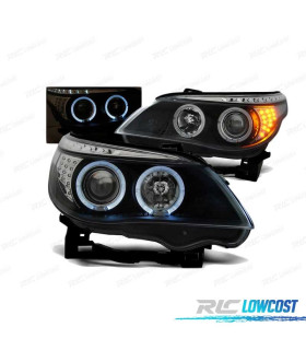 PHARES BMW E60 E61 03-07 LED ANGEL EYES NOIR