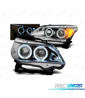 PHARES LED ANGEL EYES BMW E60 E61 03-07 CHROMÉ