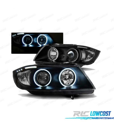 PHARES BMW E90 E91 05-08 ANGEL EYES CCFL FOND NOIR