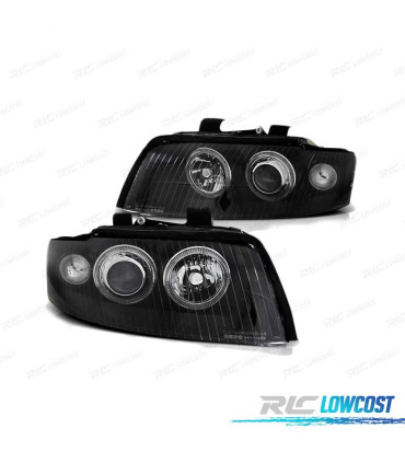 PHARES ANGEL EYES POUR AUDI A4 00-04 FOND NOIR XÉNON D1S