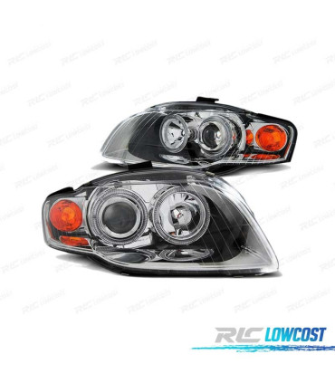 PHARE ANGEL EYES POUR AUDI A4 B7 04-08 CHROMÉ